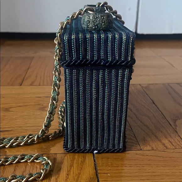 Mary Frances Vintage Teal Dragon Fly Embellished Mini Box Bag - Picture 6 of 14